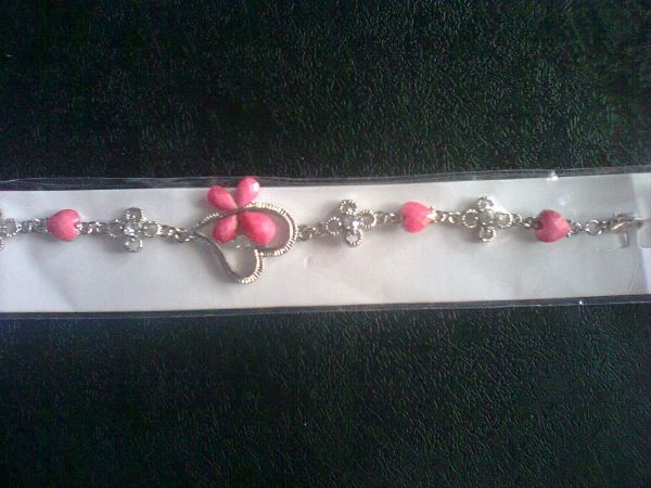 Pulseira corações rosa